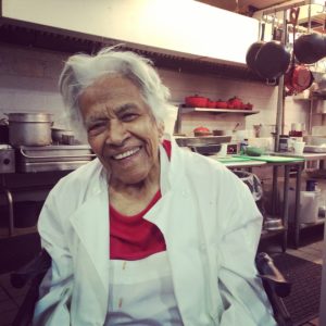 Chef Leah Chase in the kitchen at Dooky Chase's. 