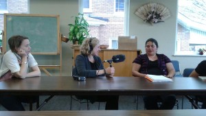 Tara Anderson interviewing Maria at the Backside Learning Center.