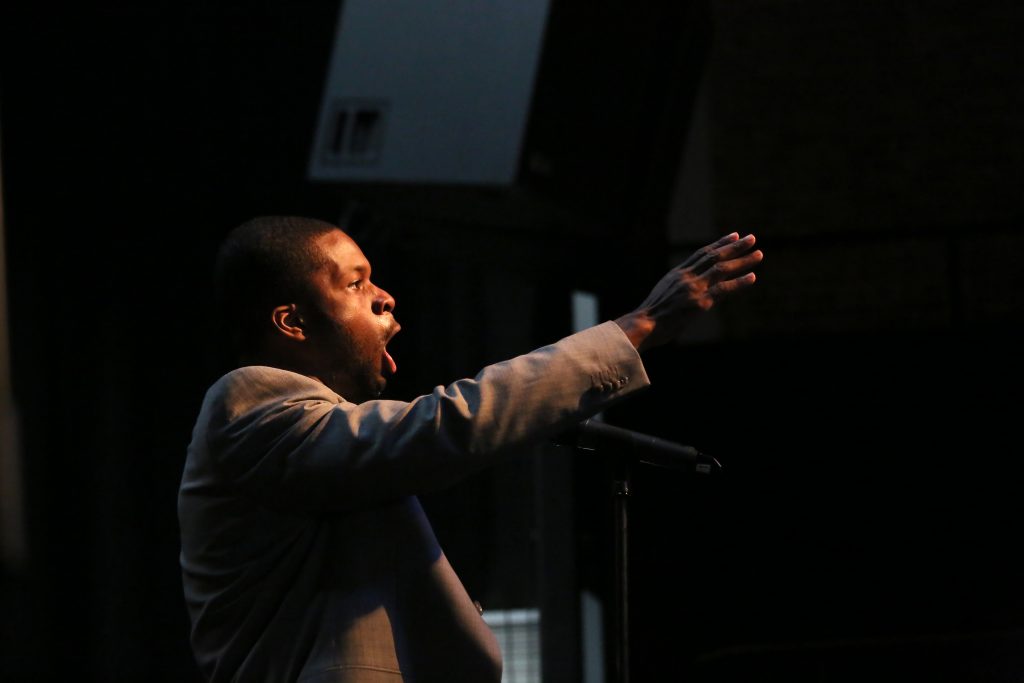 Justin Hopkins performing as Booker Wright in the premiere of "Repast." Photo by Brandall Atkinson.