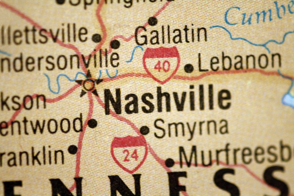 Map of Nashville Tennessee