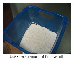 roux making - add flour