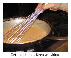 roux making - getting darker - keep whisking