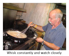 roux making - whisk oil and flour